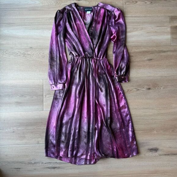 Vintage Strait Line 70s Purple Midi Dress - Picture 6 of 6